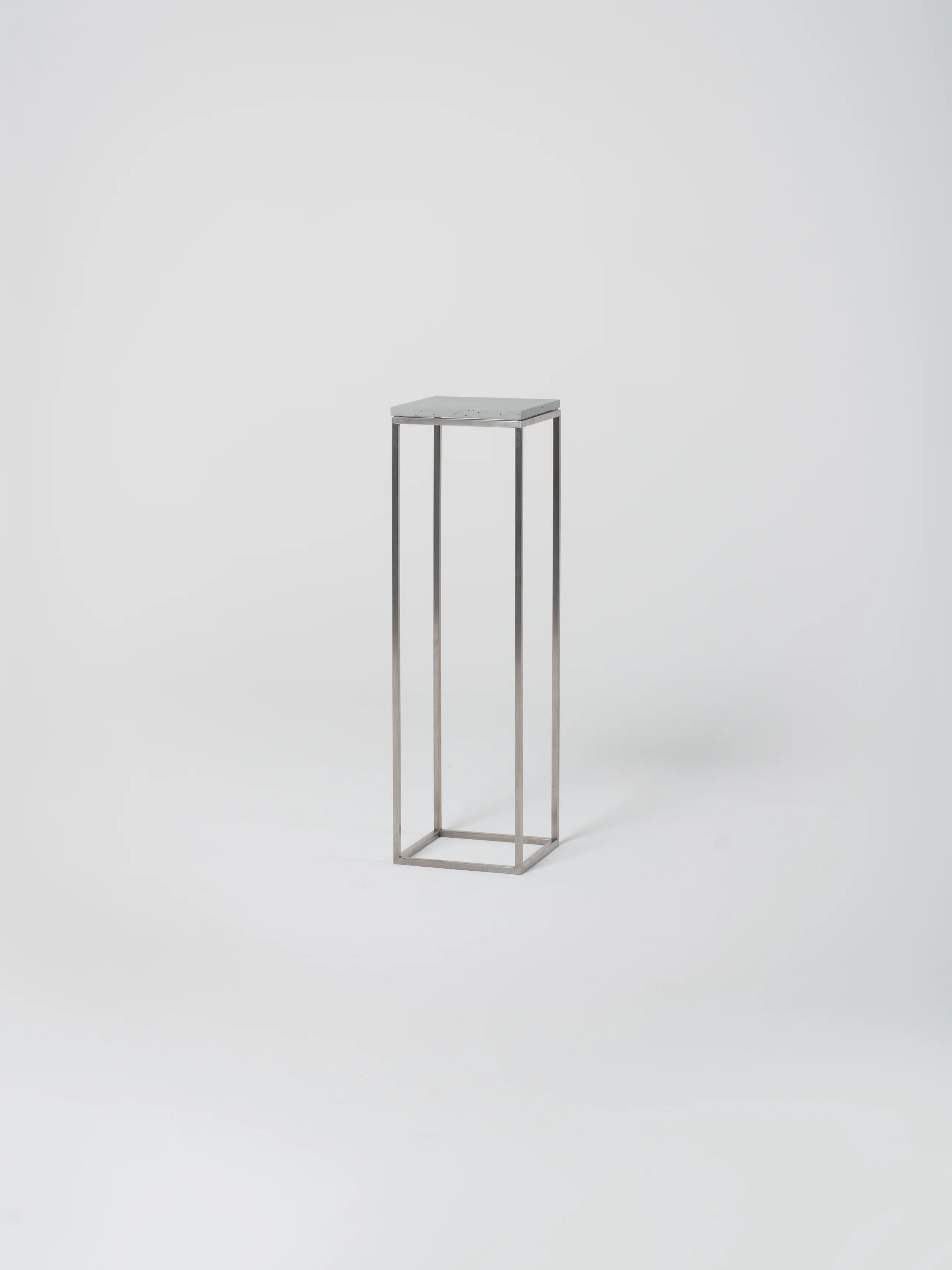 Podium 3 / 12" Square / Stainless Steel / Bianco Carrara